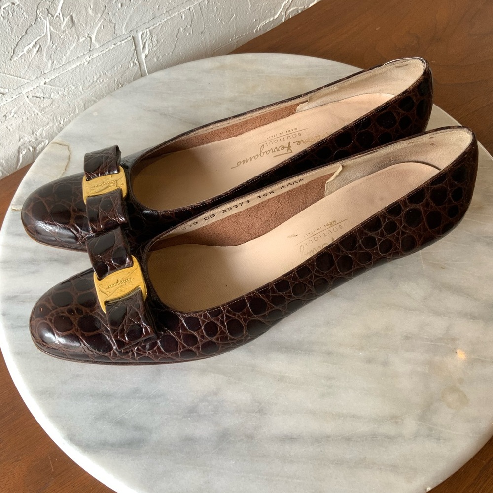 Salvatore Ferragamo Brown Crocodile Shoes - Picture 3 of 12
